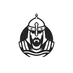 Ancient Ottoman warrior head logo template.