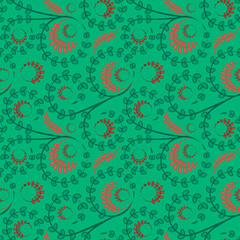 Seamless texture, pattern on a square background - flowers and leaves. Styling.