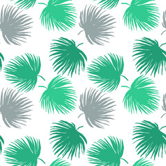 Fototapeta na wymiar Creative seamless pattern with tropical leaves. Trendy pattern with hand drawn exotic plants. Swimwear botanical design. Jungle exotic summer print. 
