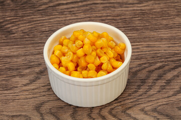 Sweet corn seeds in the bowl