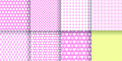 Set Abstract Seamless Pattern Black Line Doodle Geometric Figures Background Vector