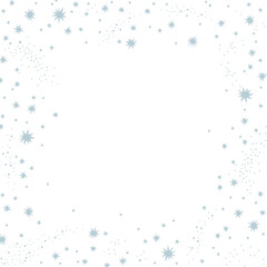 Starry sky square vector frame. Dots and stars blue neutral background. Milky Way space cadre print design.
