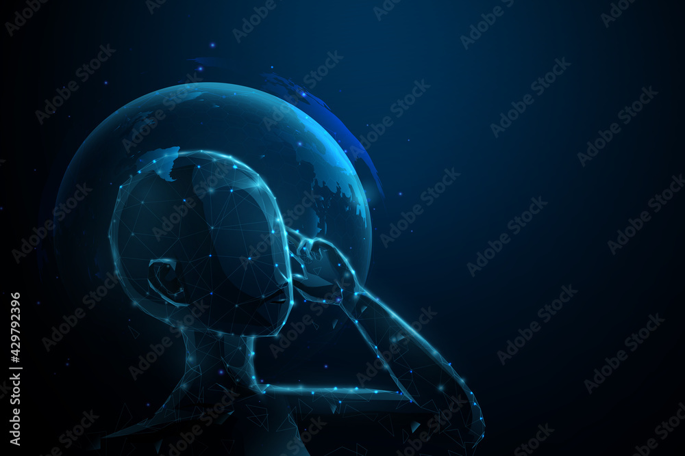 Poster human and technology concept. artificial intelligence, ai. social media and communication. 3d vector
