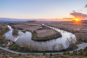 panoramic  views of meander crossed by ebro river, Spain