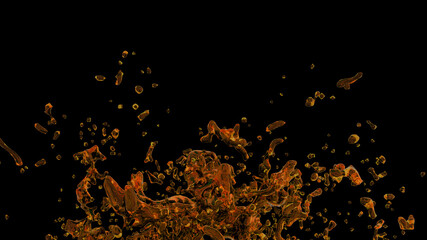 Cola splash. Isolated on a black background. 3d rendering. High resolution.