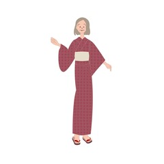  浴衣の高齢女性　ポーズ

