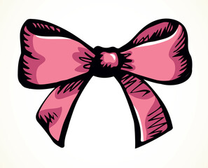 Bow knotted ribbon. Vector drawing