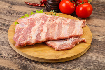 Raw pork ribs for cooking