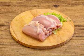Raw chicken boneless and skinless leg