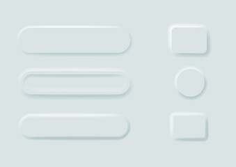 editable neomorphic buttons set. Sliders for websites, mobile menu, navigation and apps.