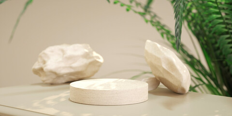 Podium, Cosmetic display stand with shadow . 3D rendering