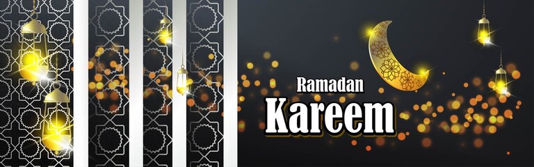vector illustration of greeting for holy Islamic month Ramadan Kareem