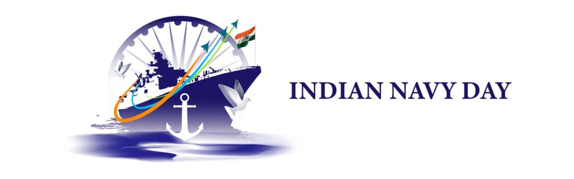 Vector illustration concept of Indian Navy Day celebration. 4 December.