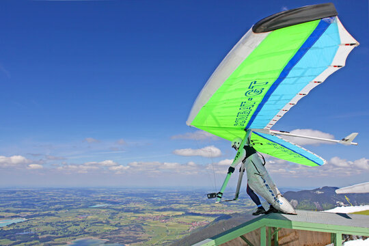 TEGELBERG, GERMANY - MAY 16: Competitor Natalya Petrova from Russia of the King Ludwig Championship hang gliding competitions takes part on May 16, 2012 in Tegelberg, Germany