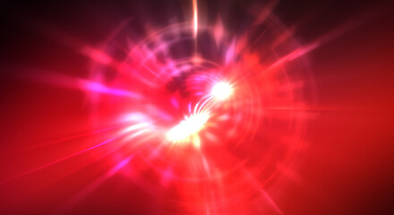 Dynamic moving burst of light. Beautiful shinning background of colorful lights. Vibrant energy display of a star with glowing light rays and particles.