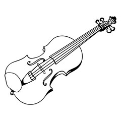 Obraz premium Violin. Musical instrument. Classical music. Cartoon style.