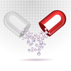 capsule pill and molecules as medical concept
