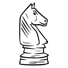 Horse. Chess figure. The game. Chess tournament. Logic game. Cartoon style.