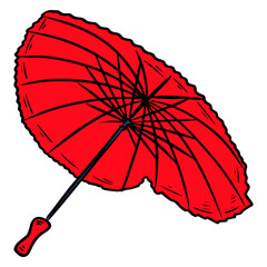 Umbrella for rain, snow and sun. Item for protection from bad weather. Cartoon style.