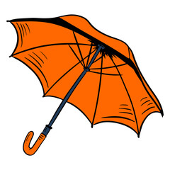 Umbrella for rain, snow and sun. Item for protection from bad weather. Cartoon style.