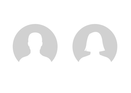 Man and woman empty avatars set. photo placeholder for social networks, resumes, forums and dating sites.