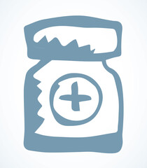 Jar of pills. Vector drawing icon