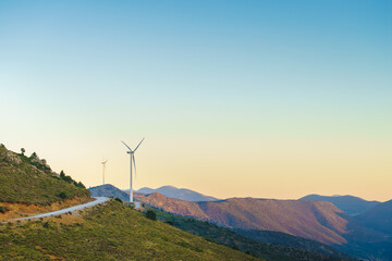 Windmills on Greek hills
