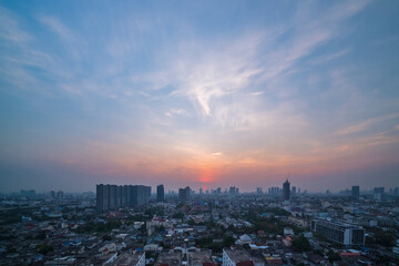 sunrise over Bangkok city, thailand