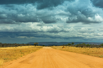 Mountain landscape on the Omaruru River in the Erongo Region of central Namibia