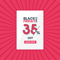 Black Friday sale banner upto 35% off. Black Friday promotion 35% discount offer