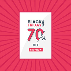 Black Friday sale banner upto 70% off. Black Friday promotion 70% discount offer