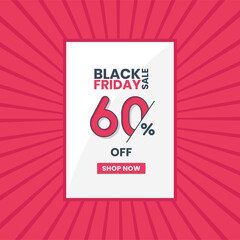 Black Friday sale banner upto 60% off. Black Friday promotion 60% discount offer