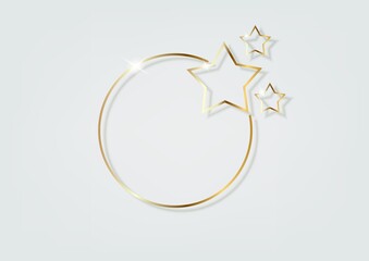 Abstract luxury gold ring with stars.