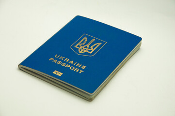 passport on a light background. travel concept. the inscription on the picture is Ukraine. identity document