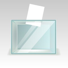 Glass ballot box, a box with walls and opening.