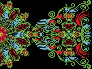 Traditional ethnic Mandala floral ornament design background illustration. Creative work background illustration with logo mandala ornamental drawing. Digital art illustration