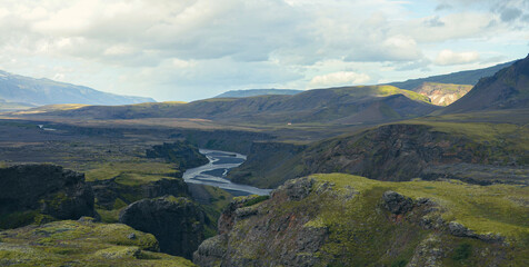 Fototapeta na wymiar landscape in mountain, Hiking in Iceland