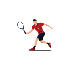 Fototapeta na wymiar sport man swing his tennis racket - tennis athlete cartoon isolated on white
