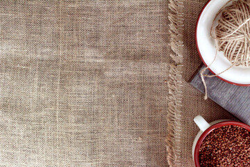 coffee beans on burlap