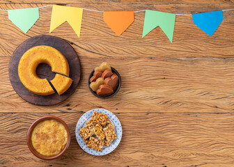 Typical brazilian june festival food. Festa junina with copy space