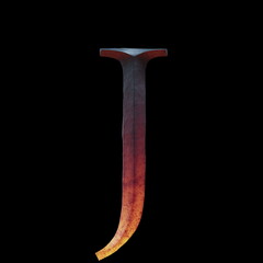 3d letter made of forge hot iron for movie of game logo