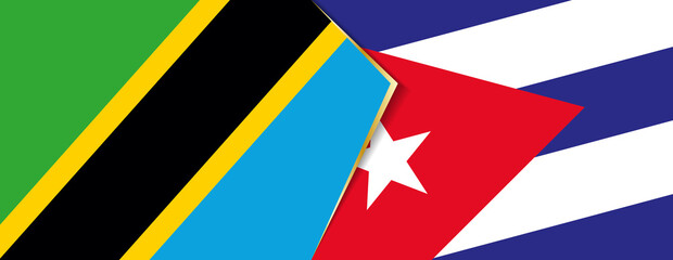 Fototapeta na wymiar Tanzania and Cuba flags, two vector flags.