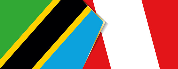Tanzania and Peru flags, two vector flags.