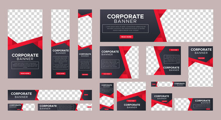 Abstract banner design web template Set, Horizontal header web banner. Modern Gradient red cover header background for website design, Social Media Cover ads banner, flyer, invitation card