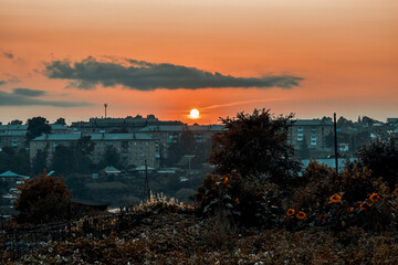 sunset over the city