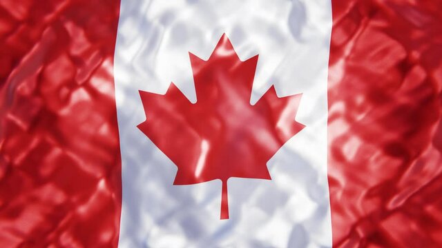 Realistic looping slow motion 3D animation of the national flag of Canada rendered in UHD
