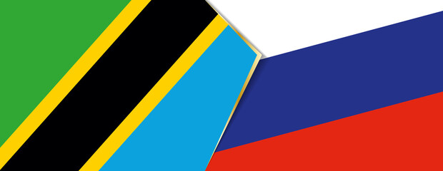 Tanzania and Russia flags, two vector flags.