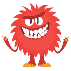Happy cartoon monster. Halloween vector illustration of funny monster creature