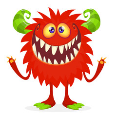 Happy cartoon monster. Halloween vector illustration of funny monster creature