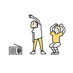 ラジオ体操をする人イラスト素材